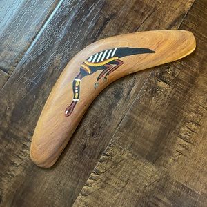 Hand painted wooden boomerang